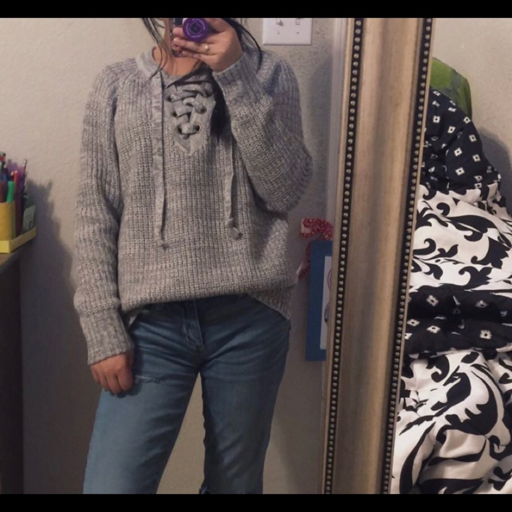 gray sweater